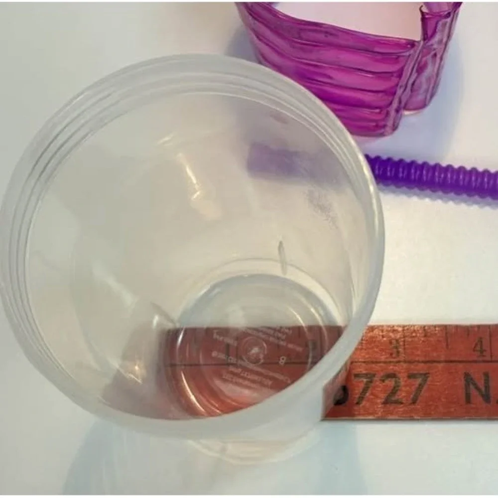 Chuck E Cheese Purple Souvenir Cup Removable Sleeve‎ Lid 2021 Flawed Straw